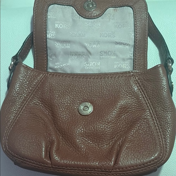 Michael Kors Small Brown Pebbled Leather Crossbody Bag - Picture 8 of 12